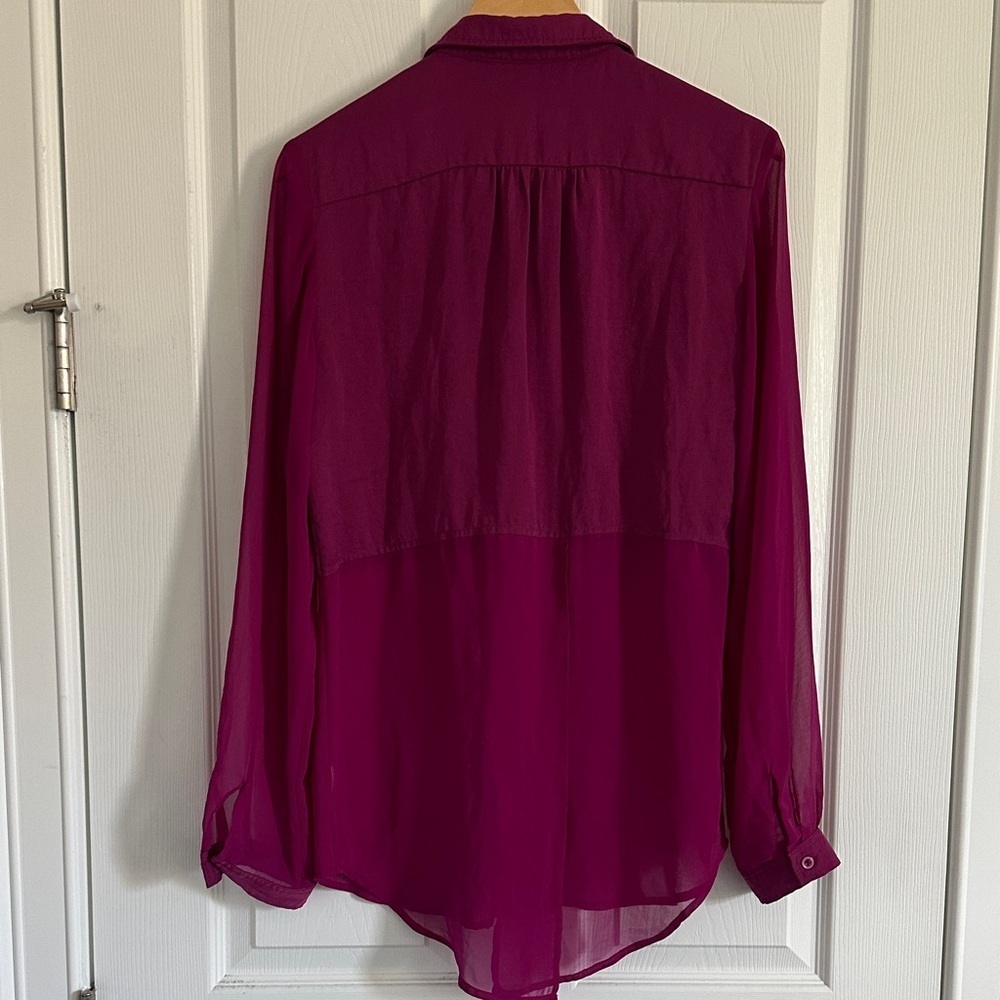 Free People Sheer Magenta Button-Up Blouse - Picture 6 of 11